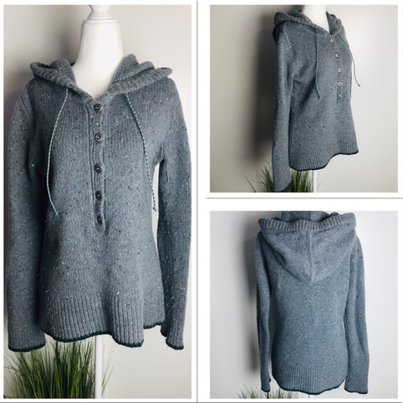 Patagonia Sweaters - Patagonia Grey Blue Wool Pullover Hooded Sweater M